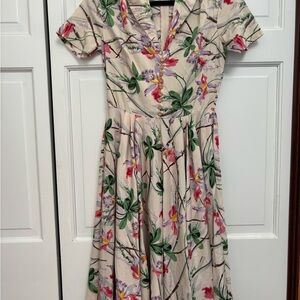 Hell Bunny Cream Floral Midi Dress
